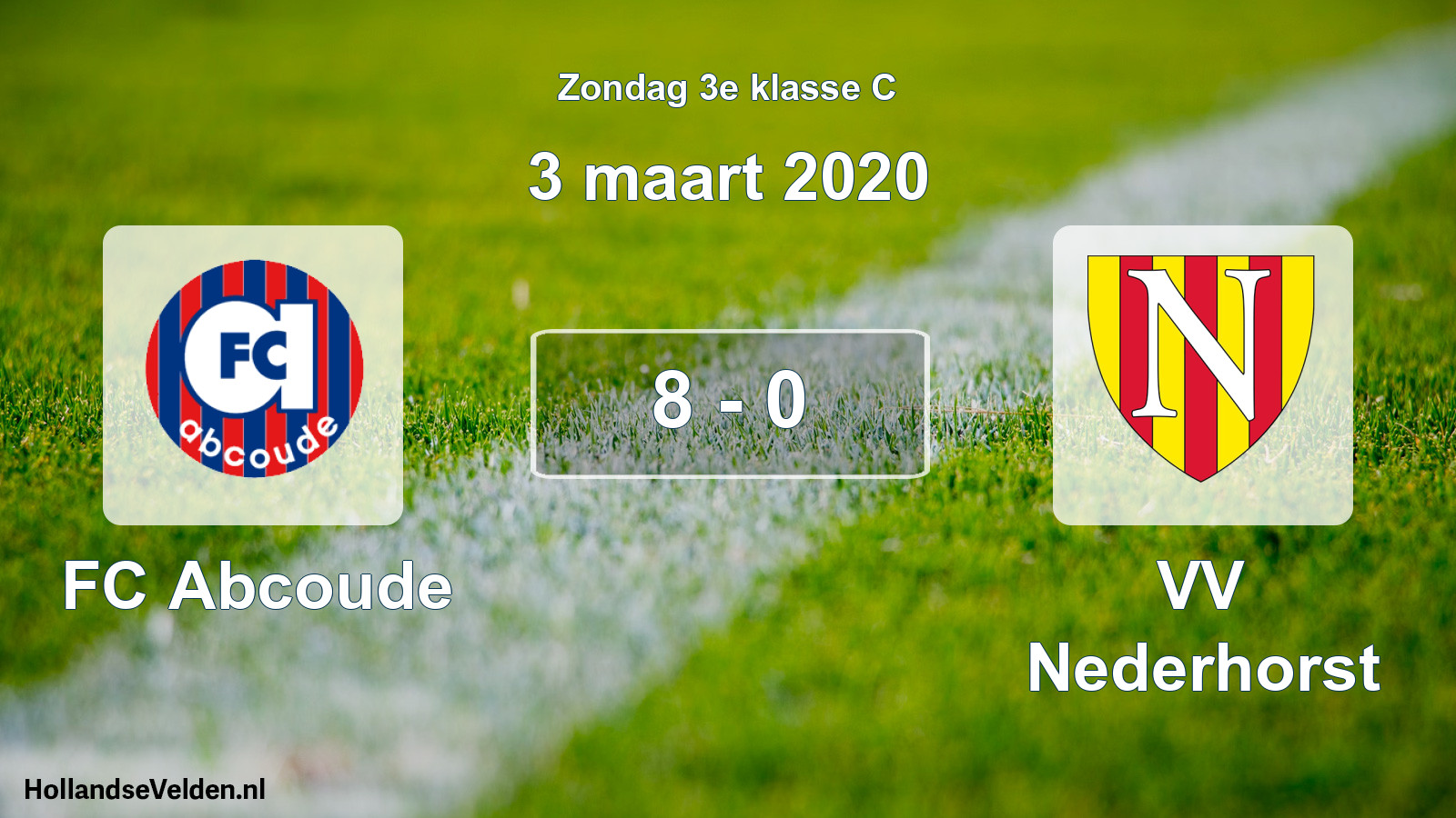 Total number of matches played: FC Abcoude - VV Nederhorst 8 - 0 (3 March 2020)