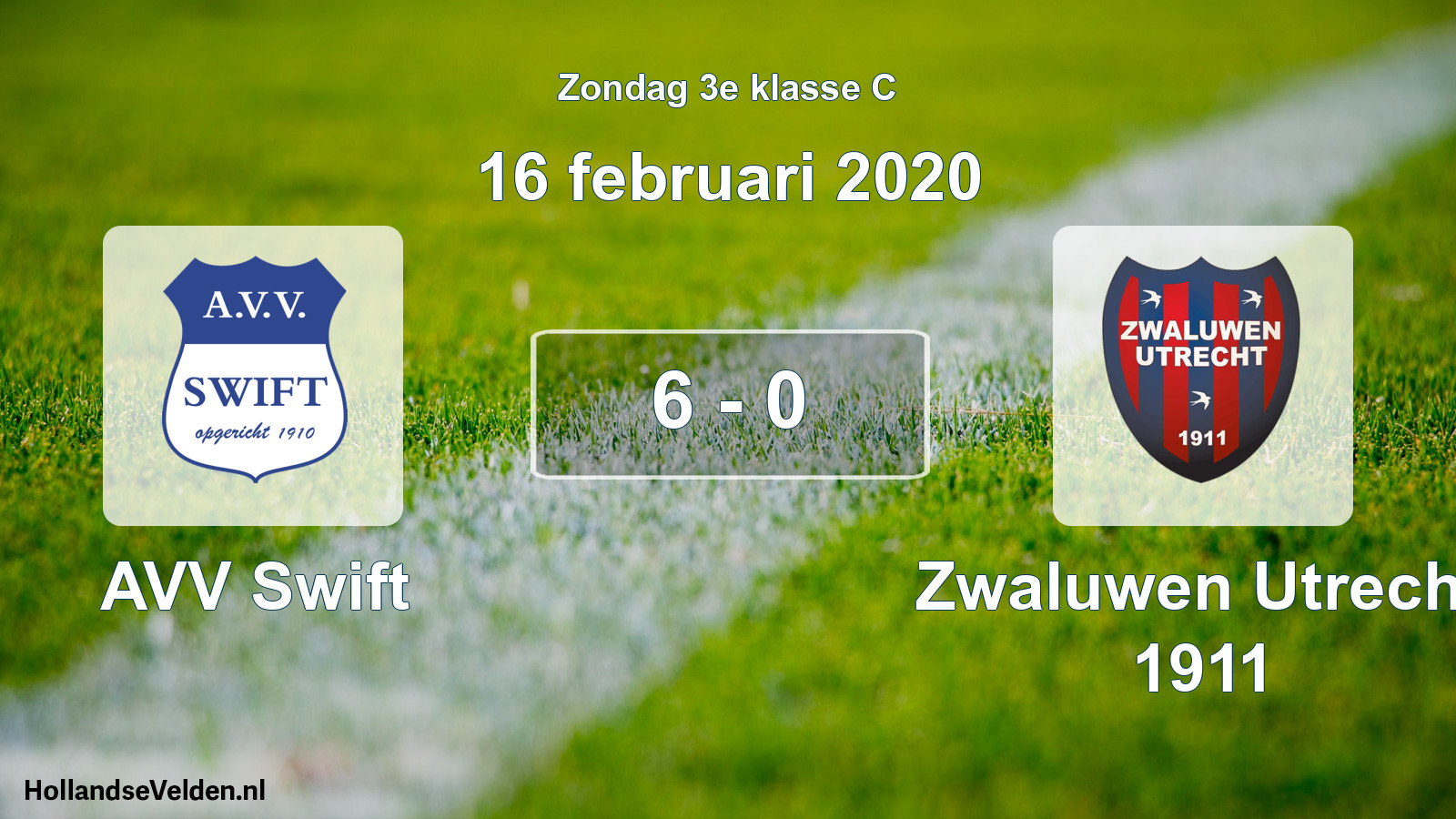 Total number of matches played: AVV Swift - Zwaluwen Utrecht 1911 6 - 0 (16 February 2020)