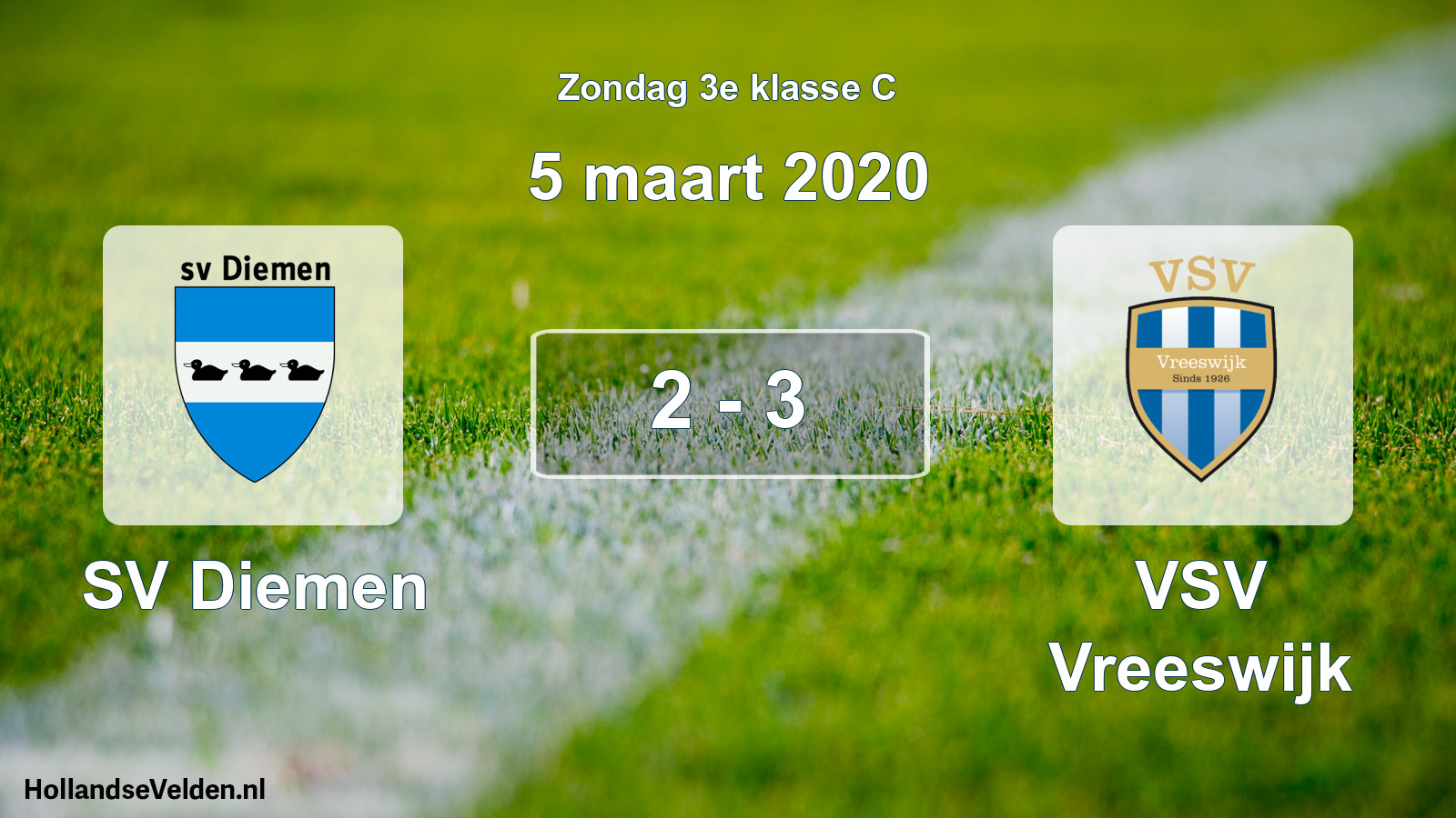 Total number of matches played: SV Diemen - VSV Vreeswijk 2 - 3 (5 March 2020)