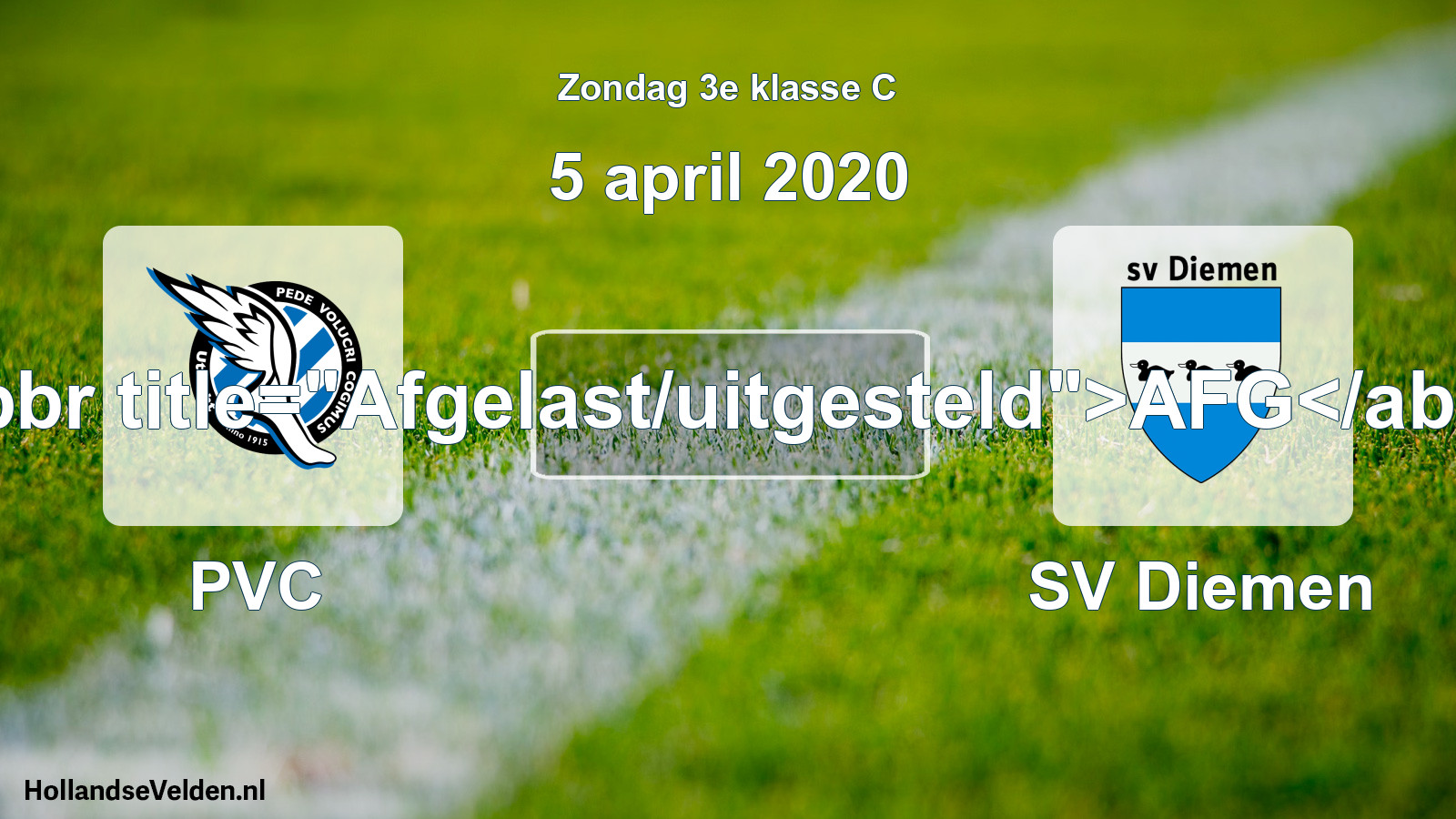 Scheduled Match: PVC - SV Diemen (5 April 2020)