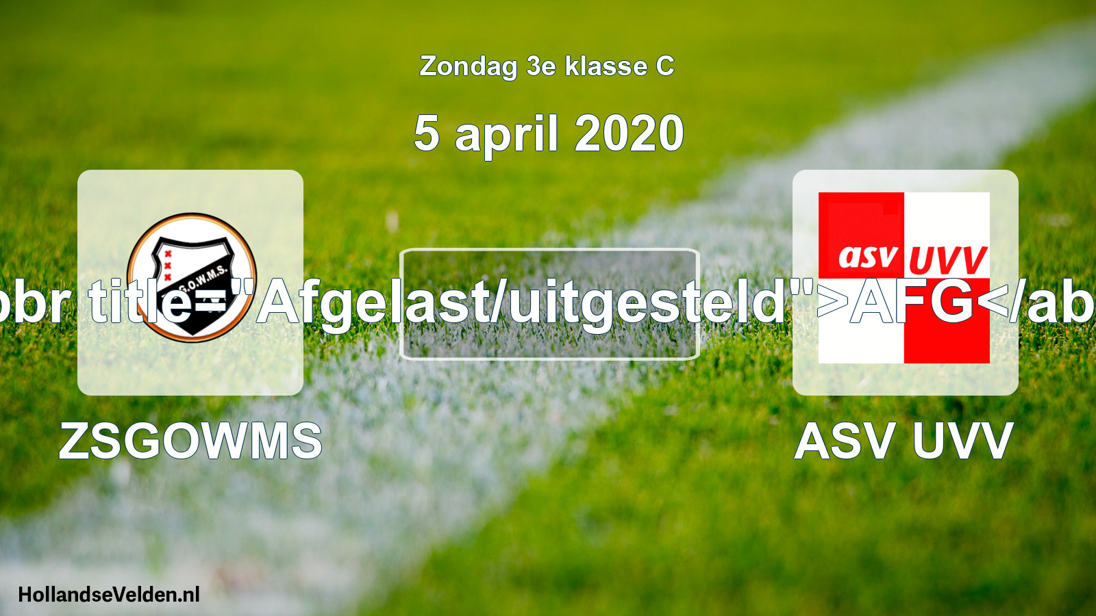 Scheduled Match: ZSGOWMS - ASV UVV (5 April 2020)