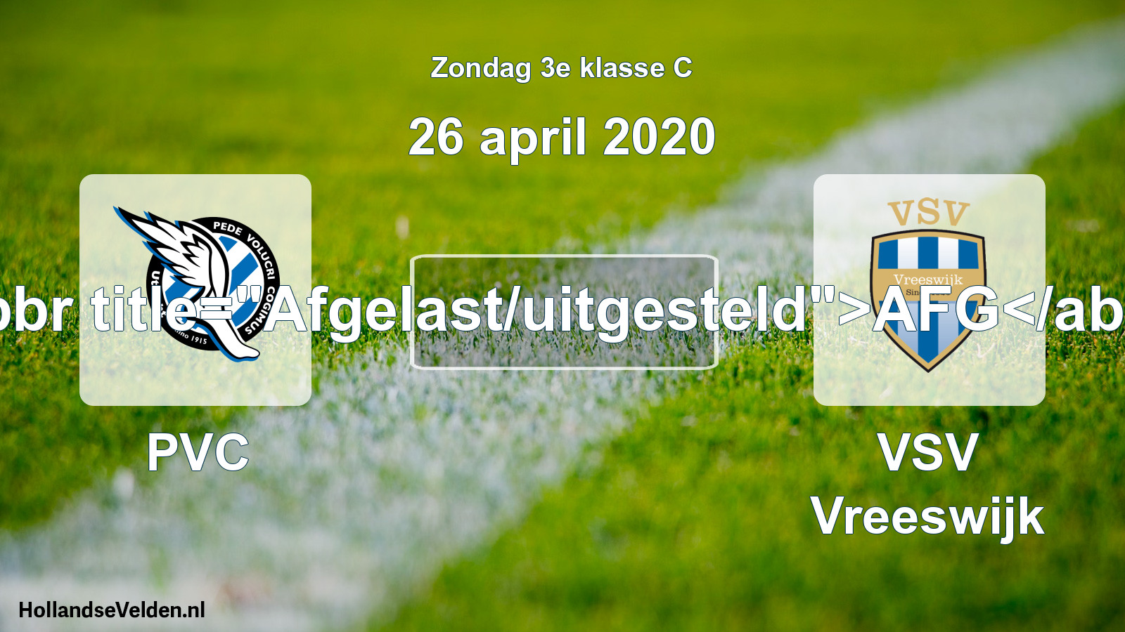 Scheduled Match: PVC - VSV Vreeswijk (26 April 2020)