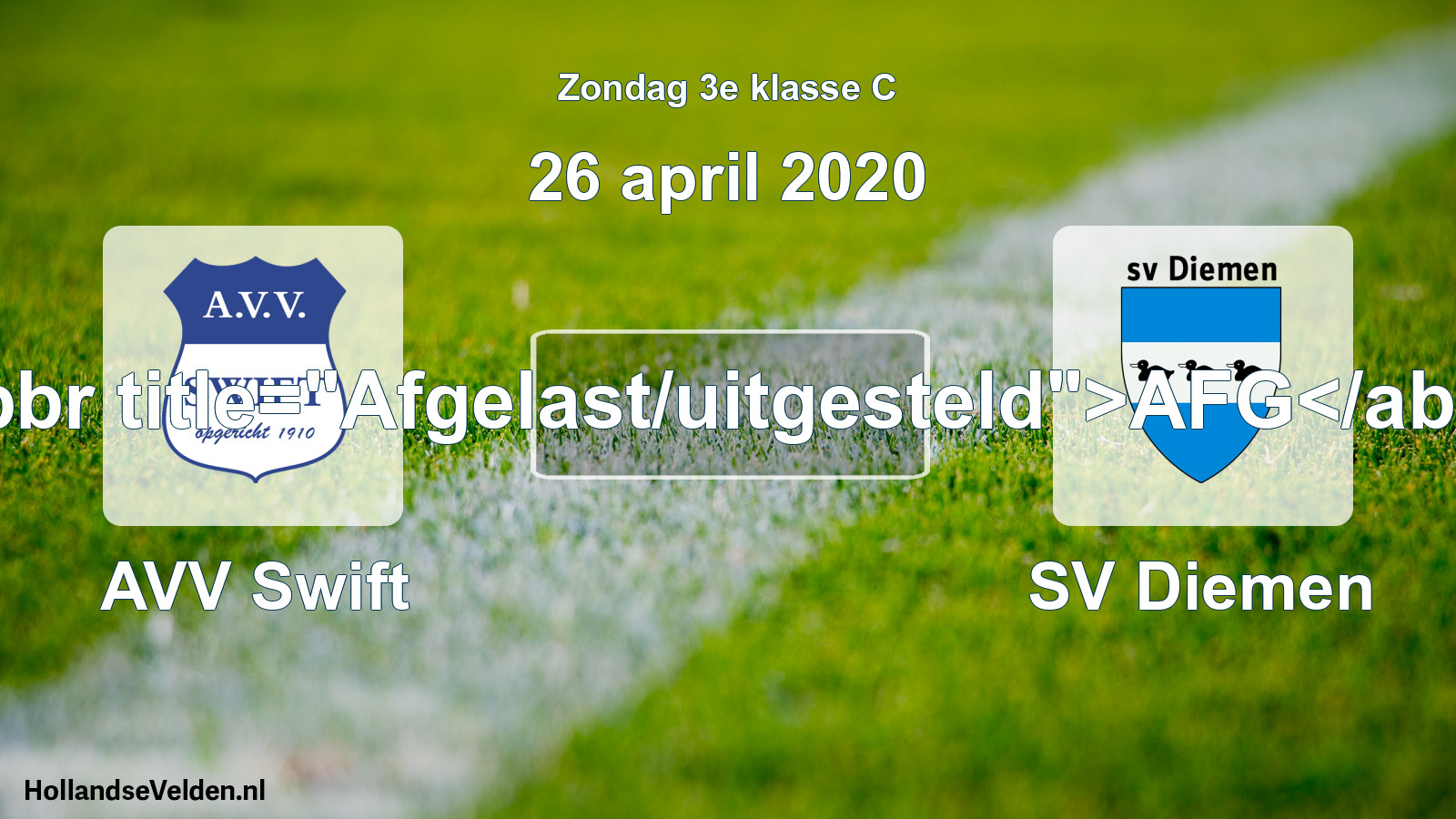 Scheduled Match: AVV Swift - SV Diemen (26 April 2020)