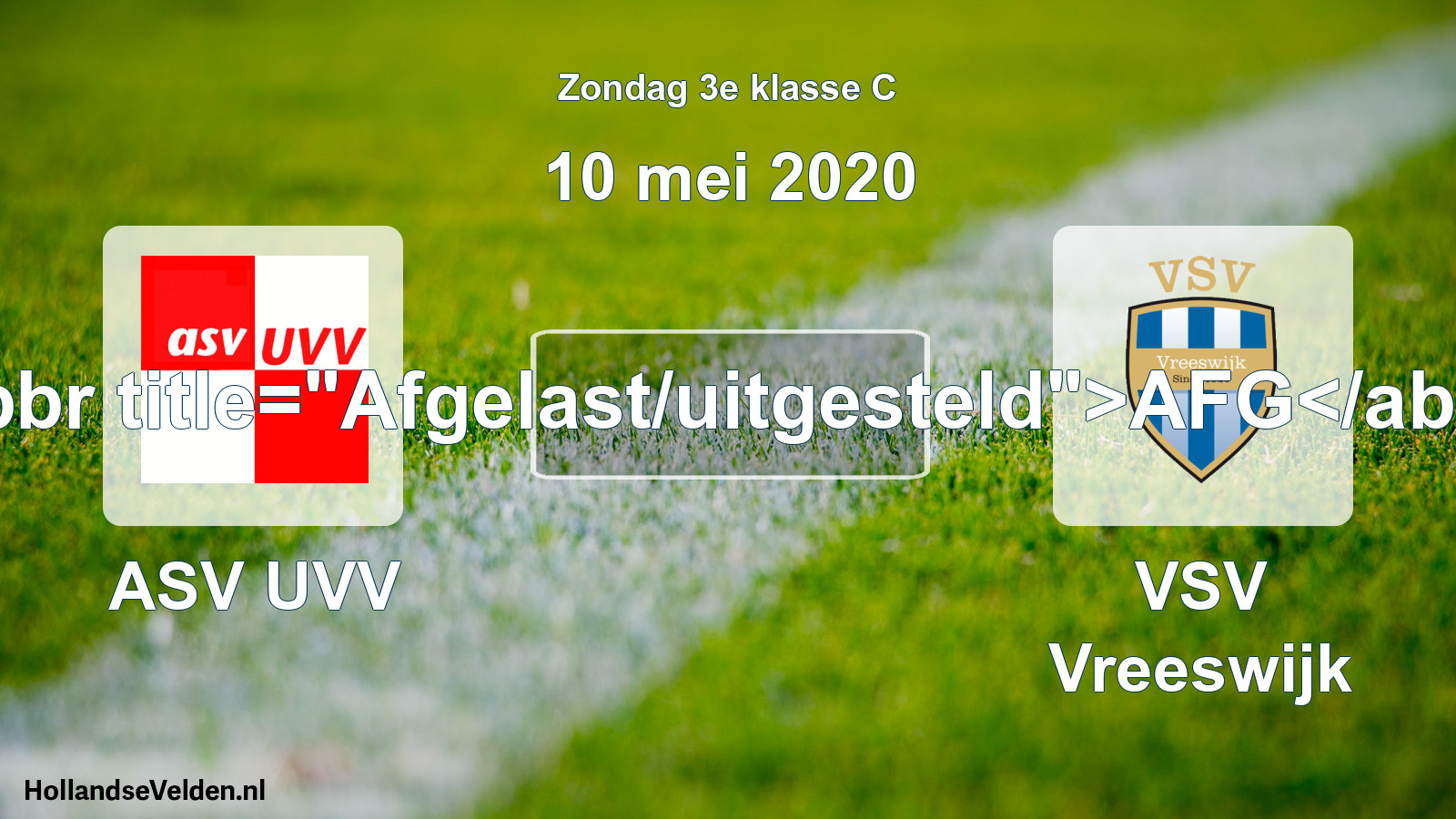 Scheduled Match: ASV UVV - VSV Vreeswijk (10 May 2020)