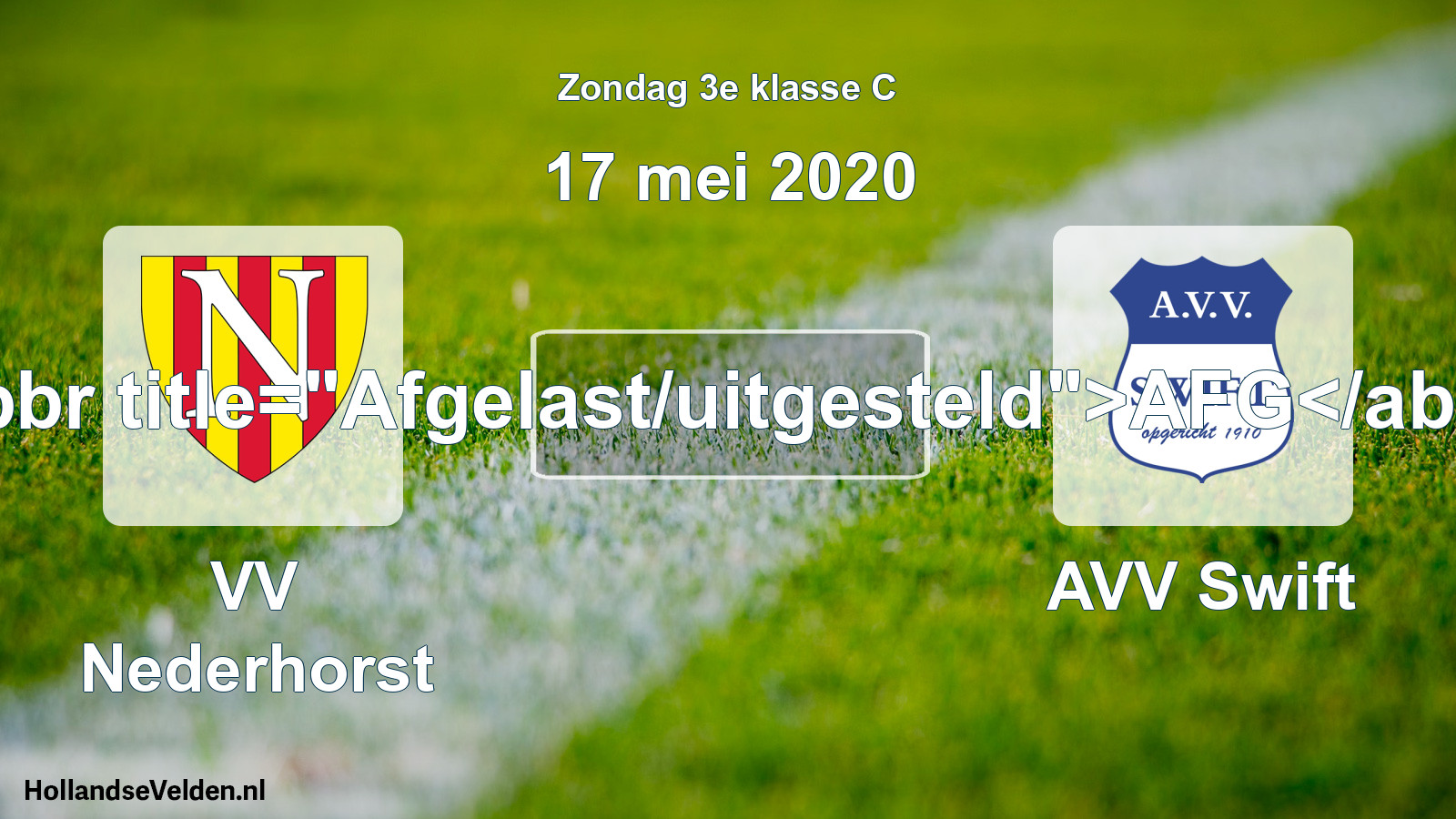 Scheduled Match: VV Nederhorst - AVV Swift (17 May 2020)