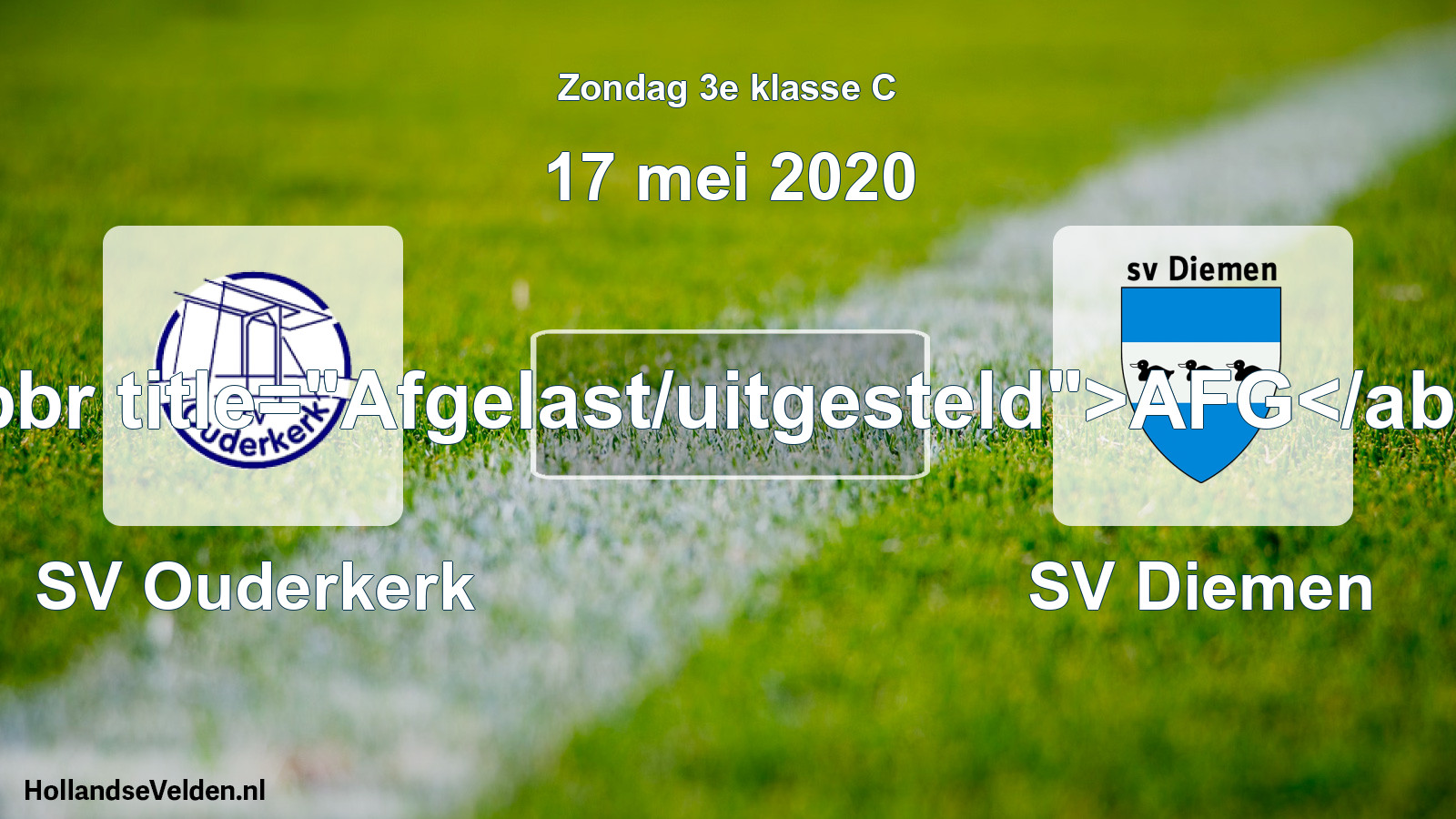 Scheduled Match: SV Ouderkerk - SV Diemen (17 May 2020)