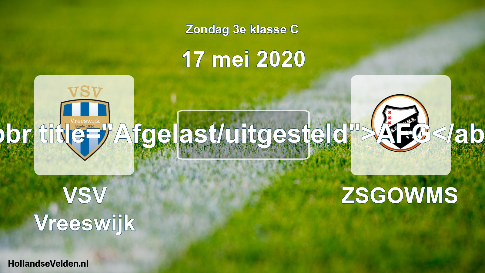 Scheduled Match: VSV Vreeswijk - ZSGOWMS (17 May 2020)