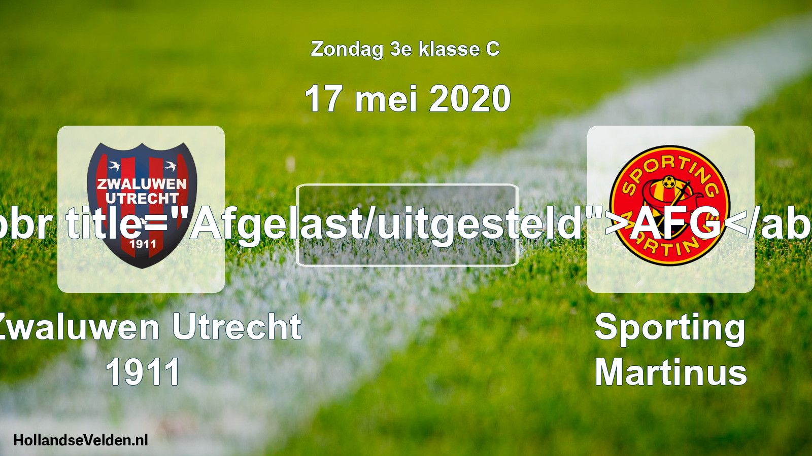 Scheduled Match: Zwaluwen Utrecht 1911 - Sporting Martinus (17 May 2020)