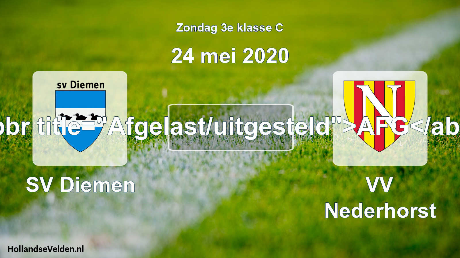 Scheduled Match: SV Diemen - VV Nederhorst (24 May 2020)