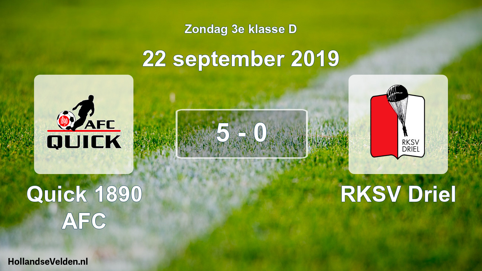 Total number of matches played: Quick 1890 AFC - RKSV Driel 5 - 0 (22 September 2019)