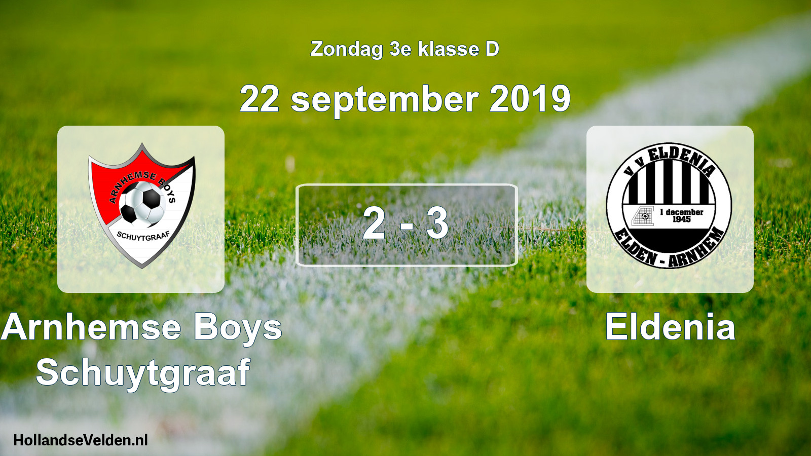 Total number of matches played: Arnhemse Boys Schuytgraaf - Eldenia 2 - 3 (22 September 2019)