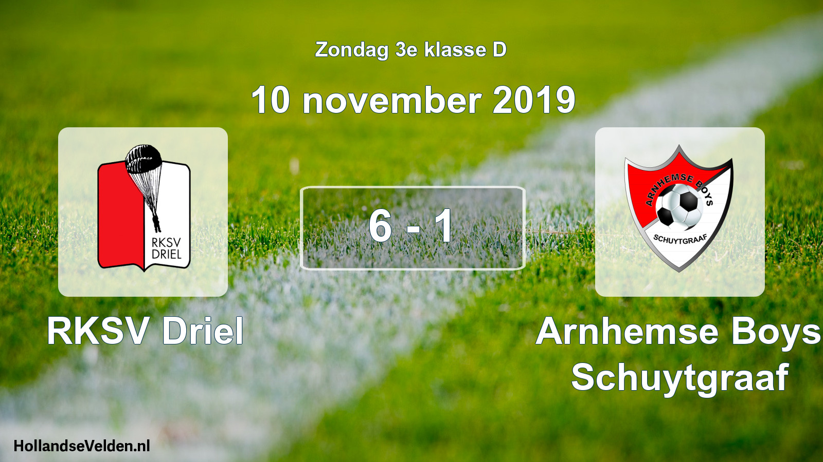 Total number of matches played: RKSV Driel - Arnhemse Boys Schuytgraaf 6 - 1 (10 November 2019)