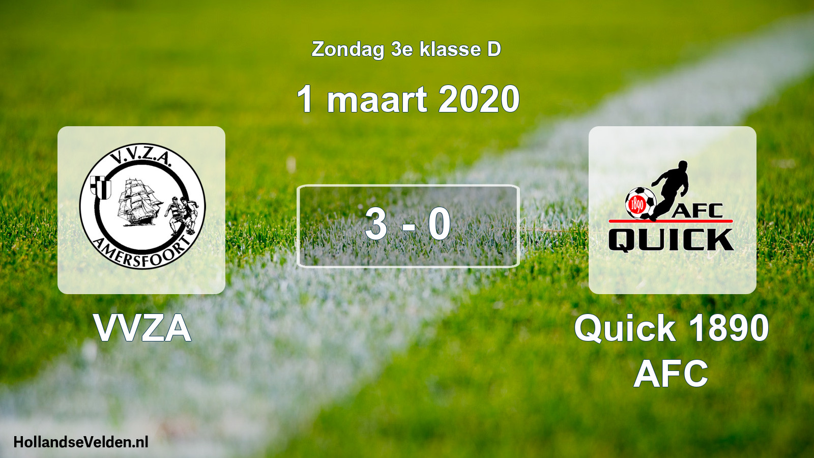 Total number of matches played: VVZA - Quick 1890 AFC 3 - 0 (1 March 2020)
