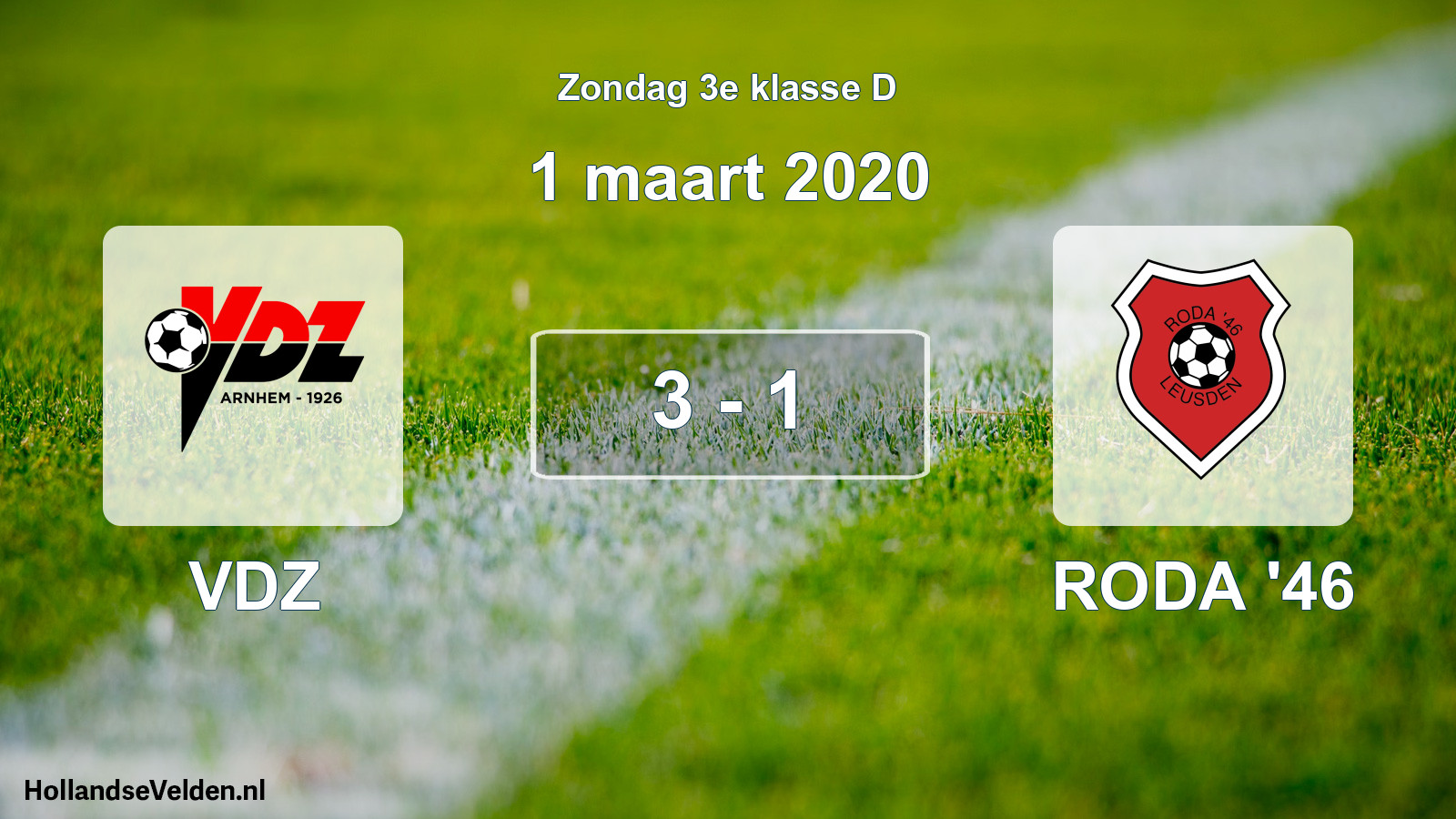 Total number of matches played: VDZ - RODA '46 3 - 1 (1 March 2020)