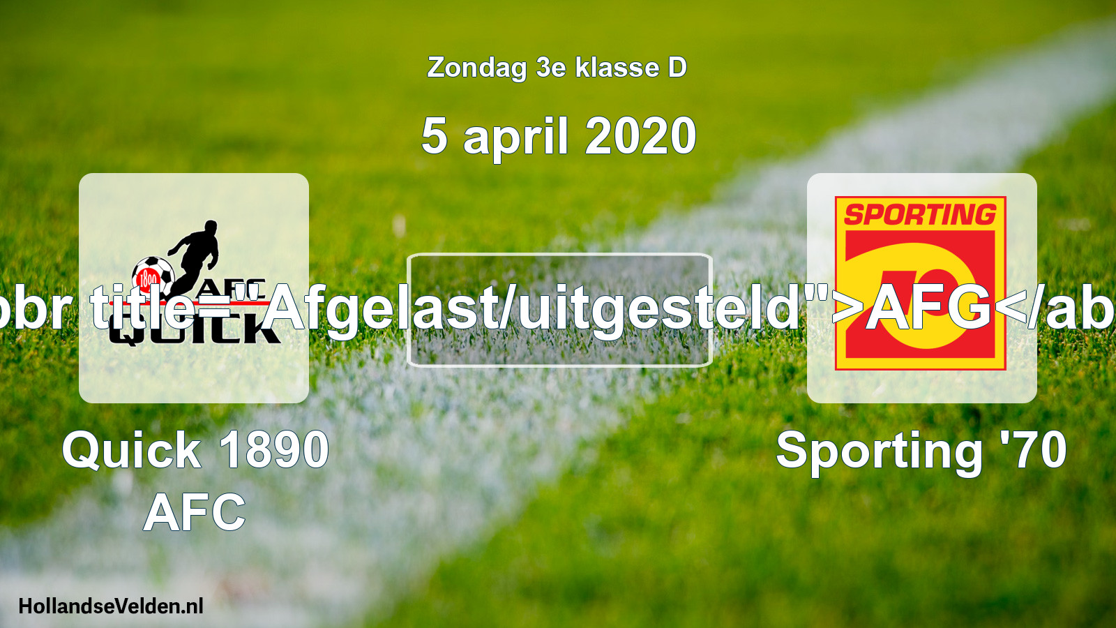 Scheduled Match: Quick 1890 AFC - Sporting '70 (5 April 2020)