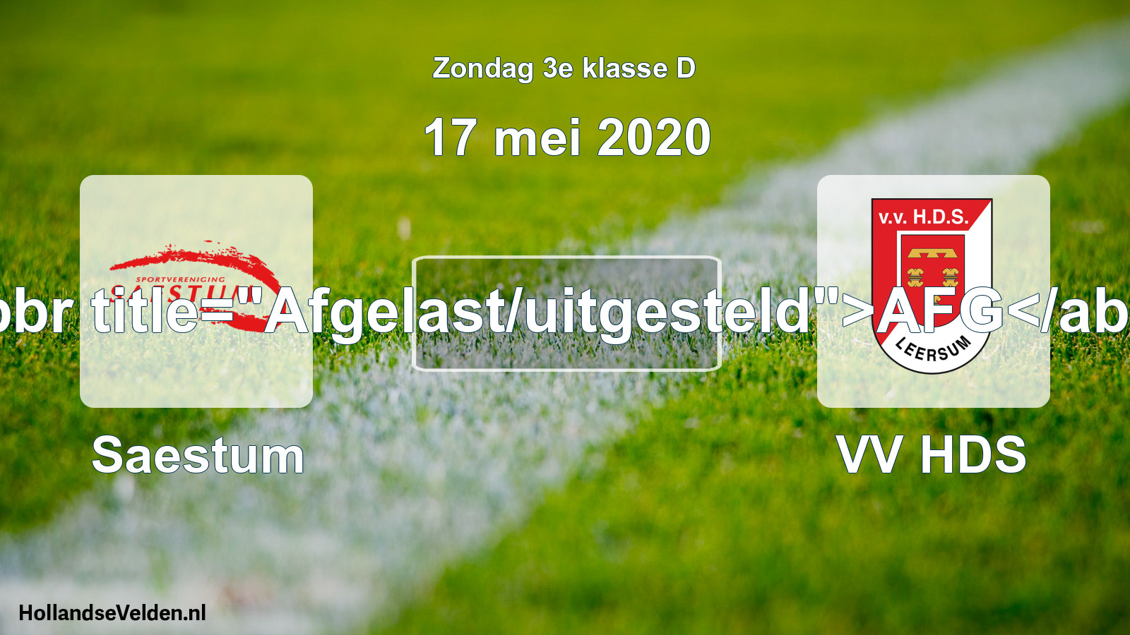 Scheduled Match: Saestum - VV HDS (17 May 2020)