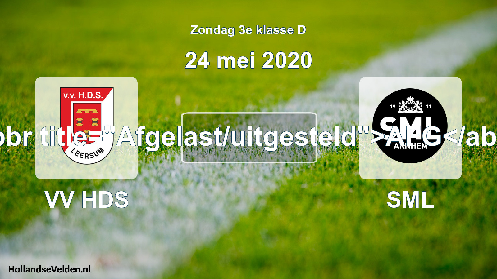 Scheduled Match: VV HDS - SML (24 May 2020)