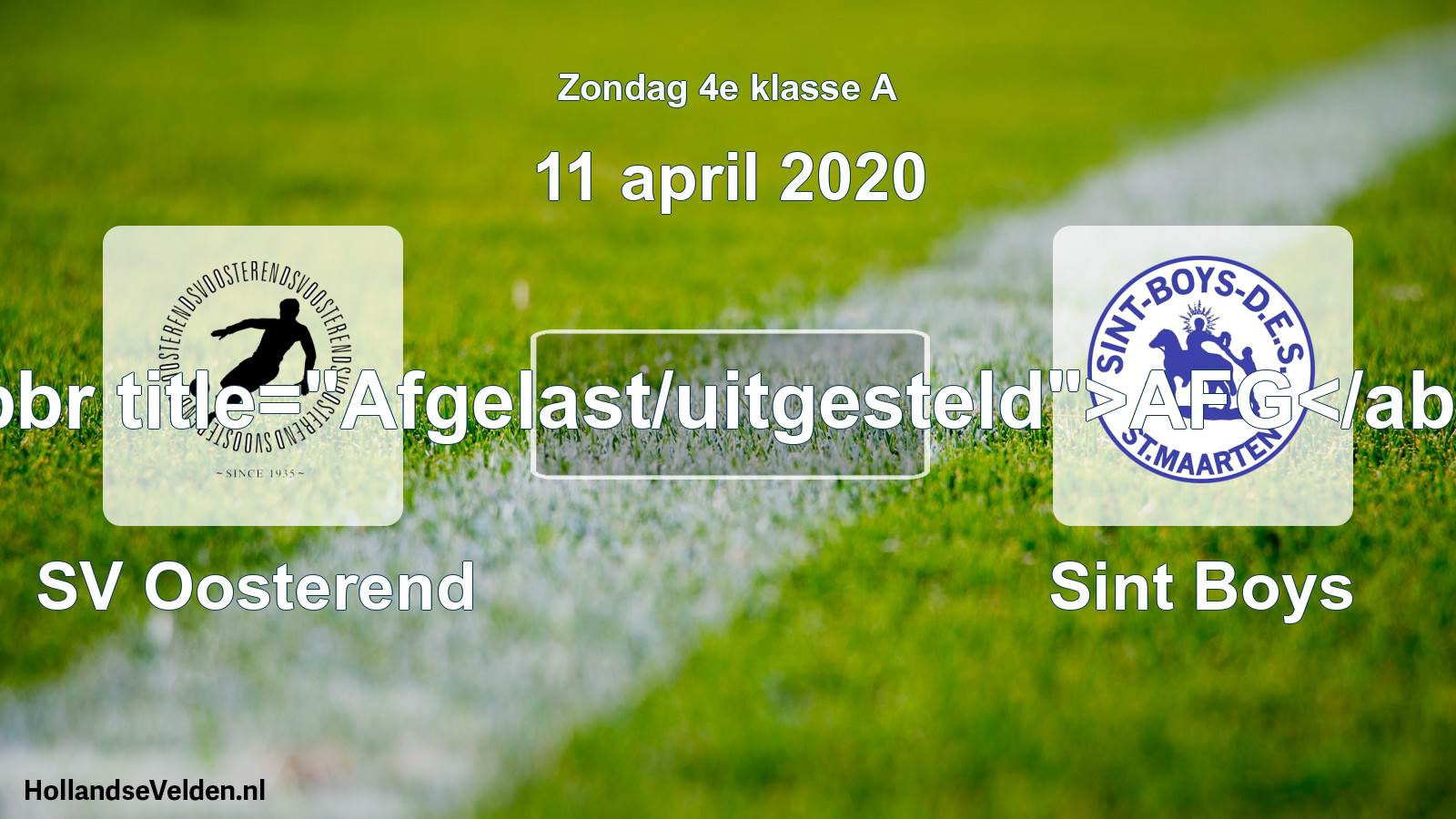 Scheduled Match: SV Oosterend - Sint Boys (11 April 2020)