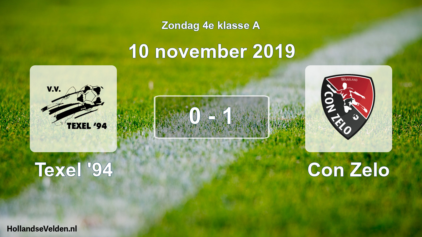 Total number of matches played: Texel '94 - Con Zelo 0 - 1 (10 November 2019)
