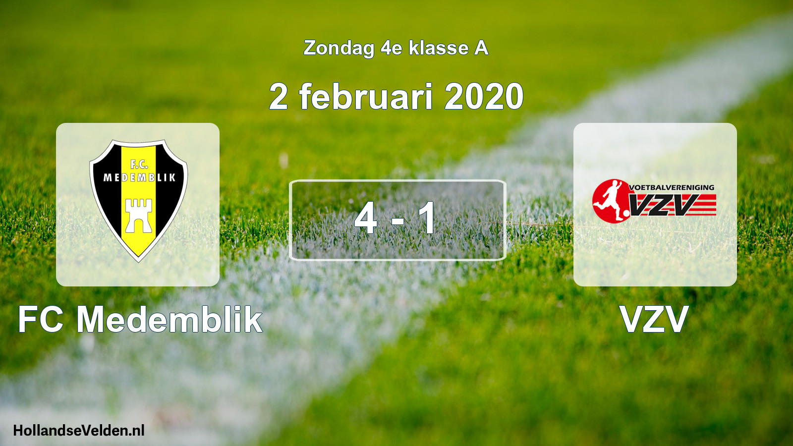 Total number of matches played: FC Medemblik - VZV 4 - 1 (2 February 2020)