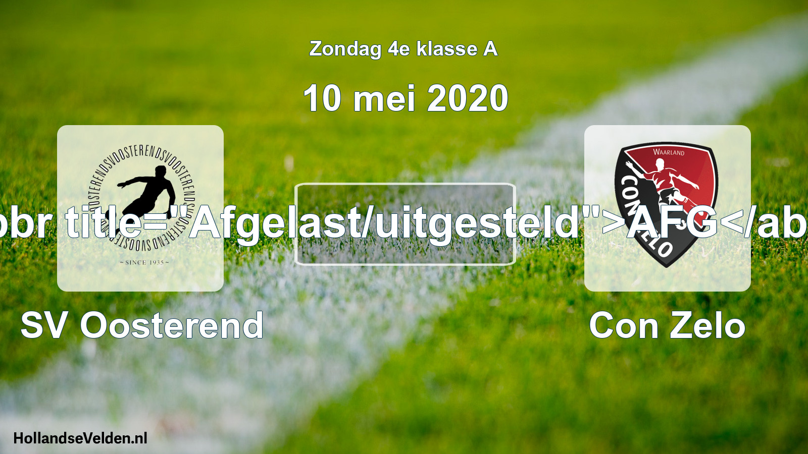 Scheduled Match: SV Oosterend - Con Zelo (10 May 2020)