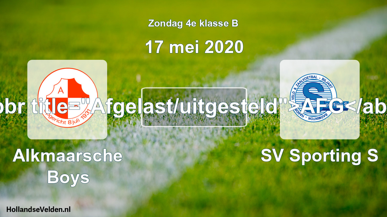 Scheduled Match: Alkmaarsche Boys - SV Sporting S (17 May 2020)