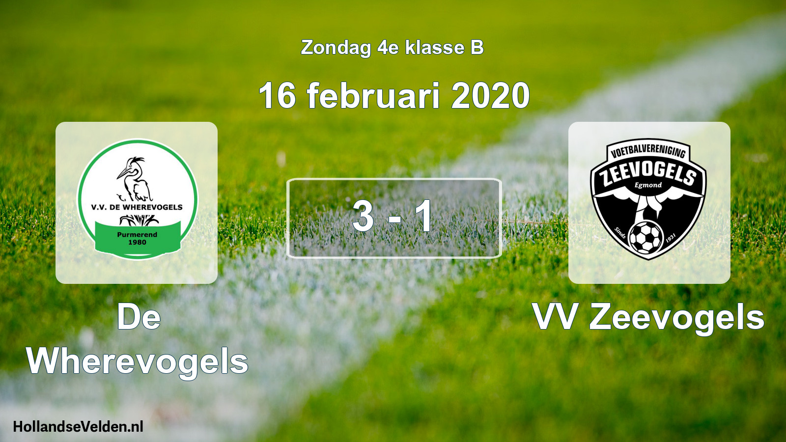 Total number of matches played: De Wherevogels - VV Zeevogels 3 - 1 (16 February 2020)