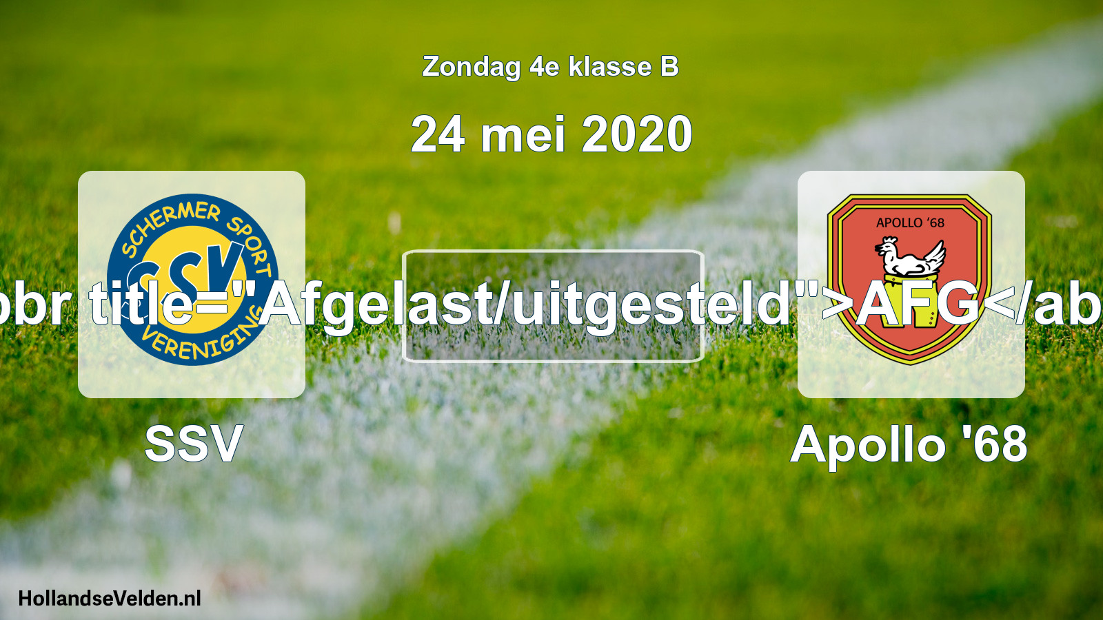 Scheduled Match: SSV - Apollo '68 (24 May 2020)