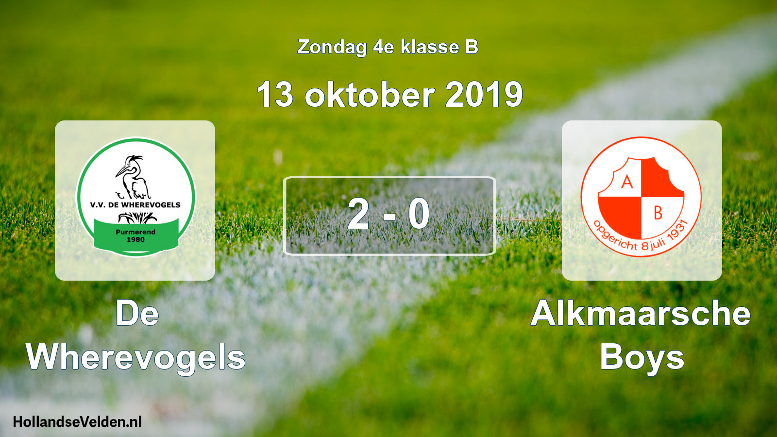 Total number of matches played: De Wherevogels - Alkmaarsche Boys 2 - 0 (13 October 2019)