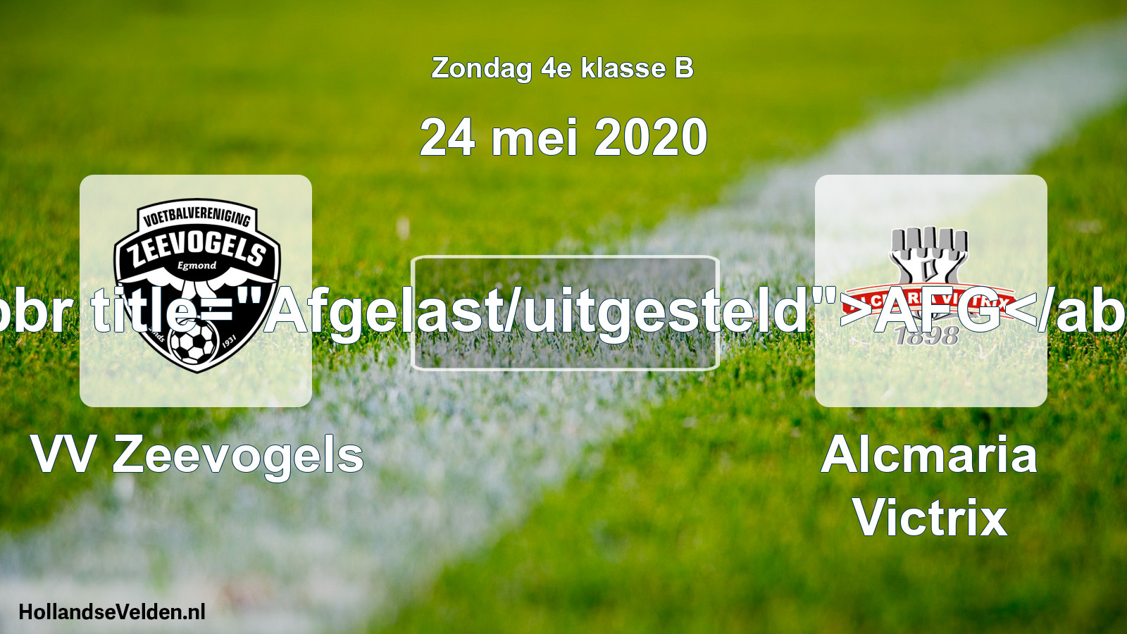 Scheduled Match: VV Zeevogels - Alcmaria Victrix (24 May 2020)