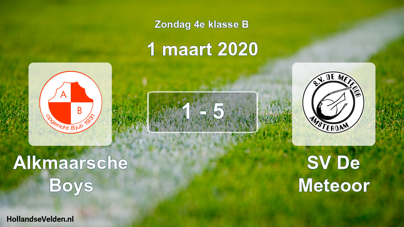 Total number of matches played: Alkmaarsche Boys - SV De Meteoor 1 - 5 (1 March 2020)