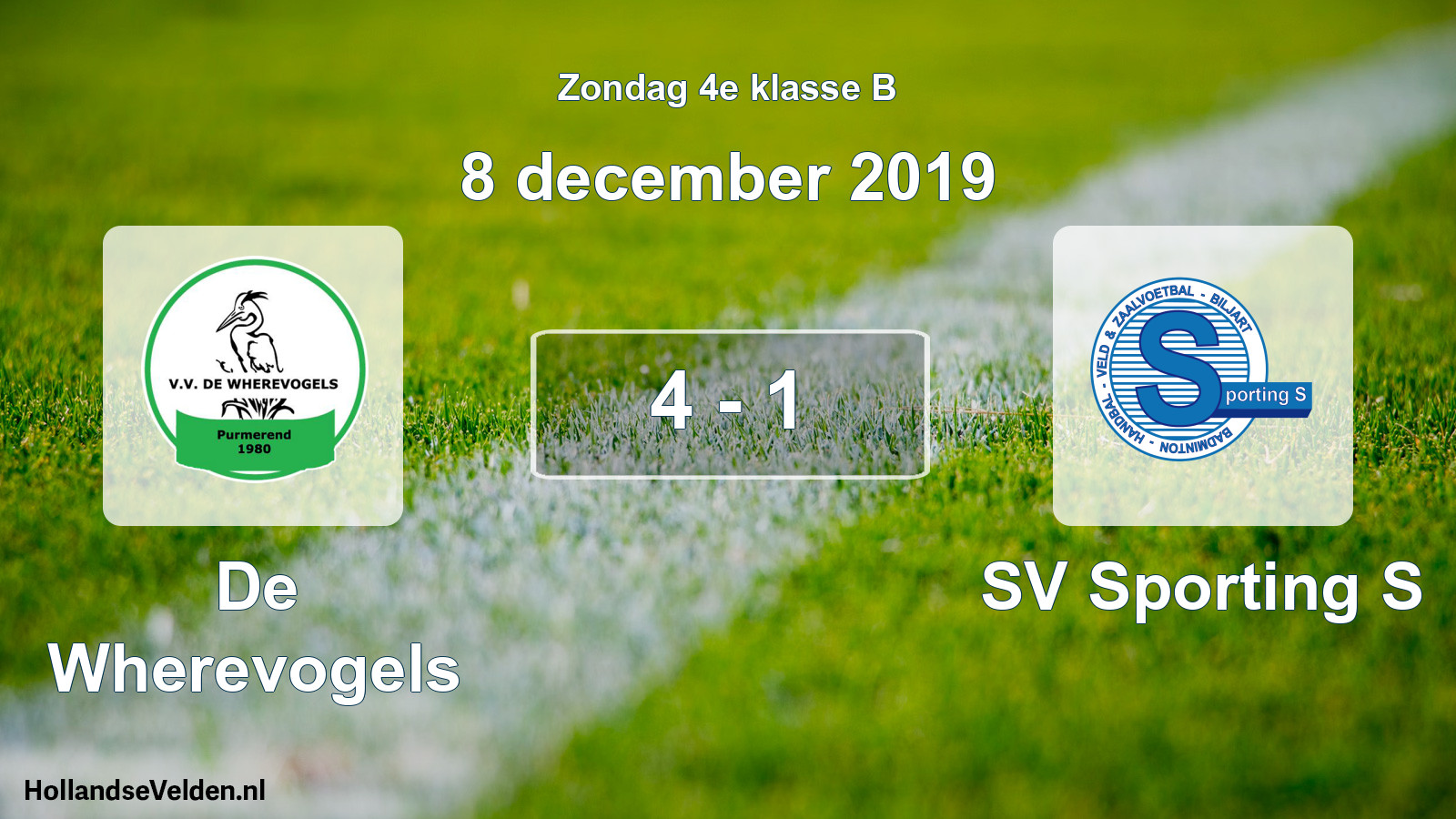 Total number of matches played: De Wherevogels - SV Sporting S 4 - 1 (8 December 2019)