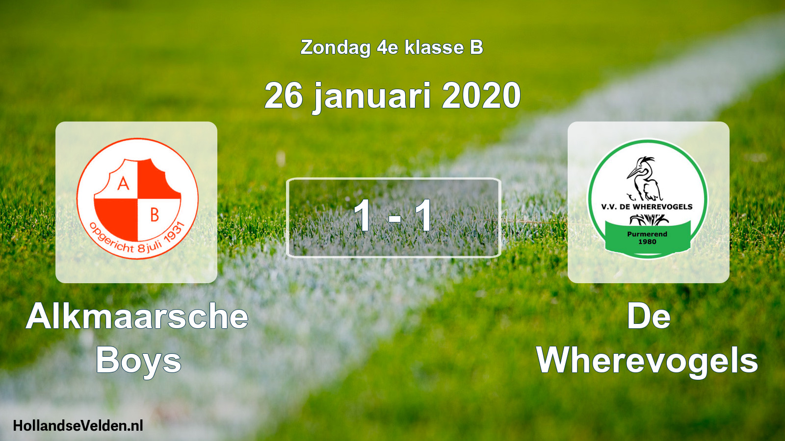 Total number of matches played: Alkmaarsche Boys - De Wherevogels 1 - 1 (26 January 2020)