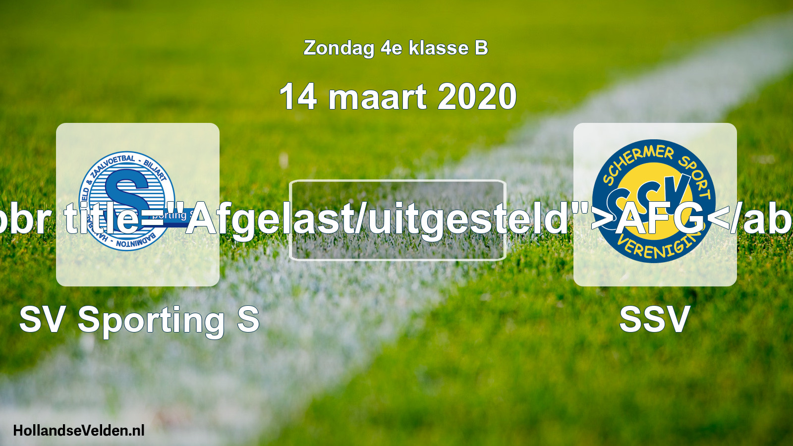 Scheduled Match: SV Sporting S - SSV (14 March 2020)