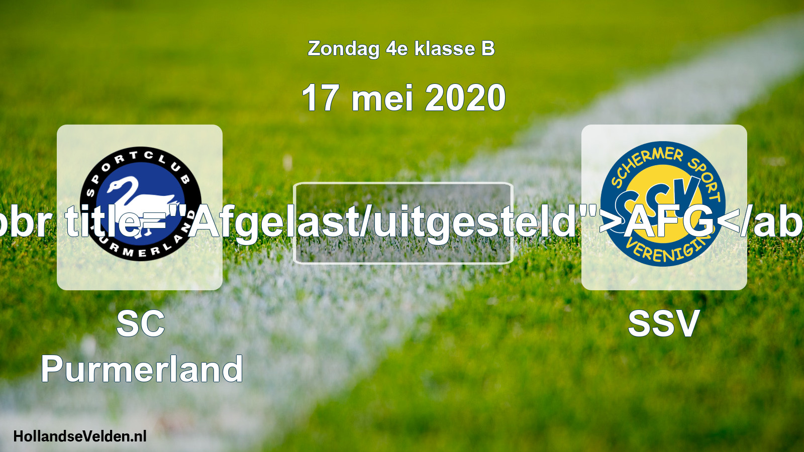 Scheduled Match: SC Purmerland - SSV (17 May 2020)