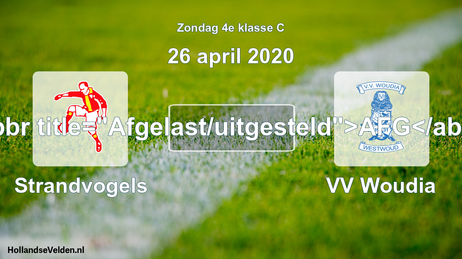 Scheduled Match: Strandvogels - VV Woudia (26 April 2020)