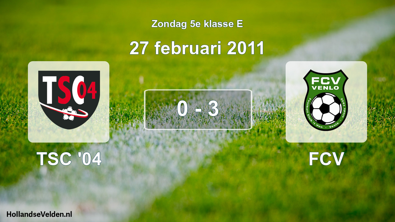 Total number of matches played: TSC '04 - FCV 0 - 3 (27 February 2011)