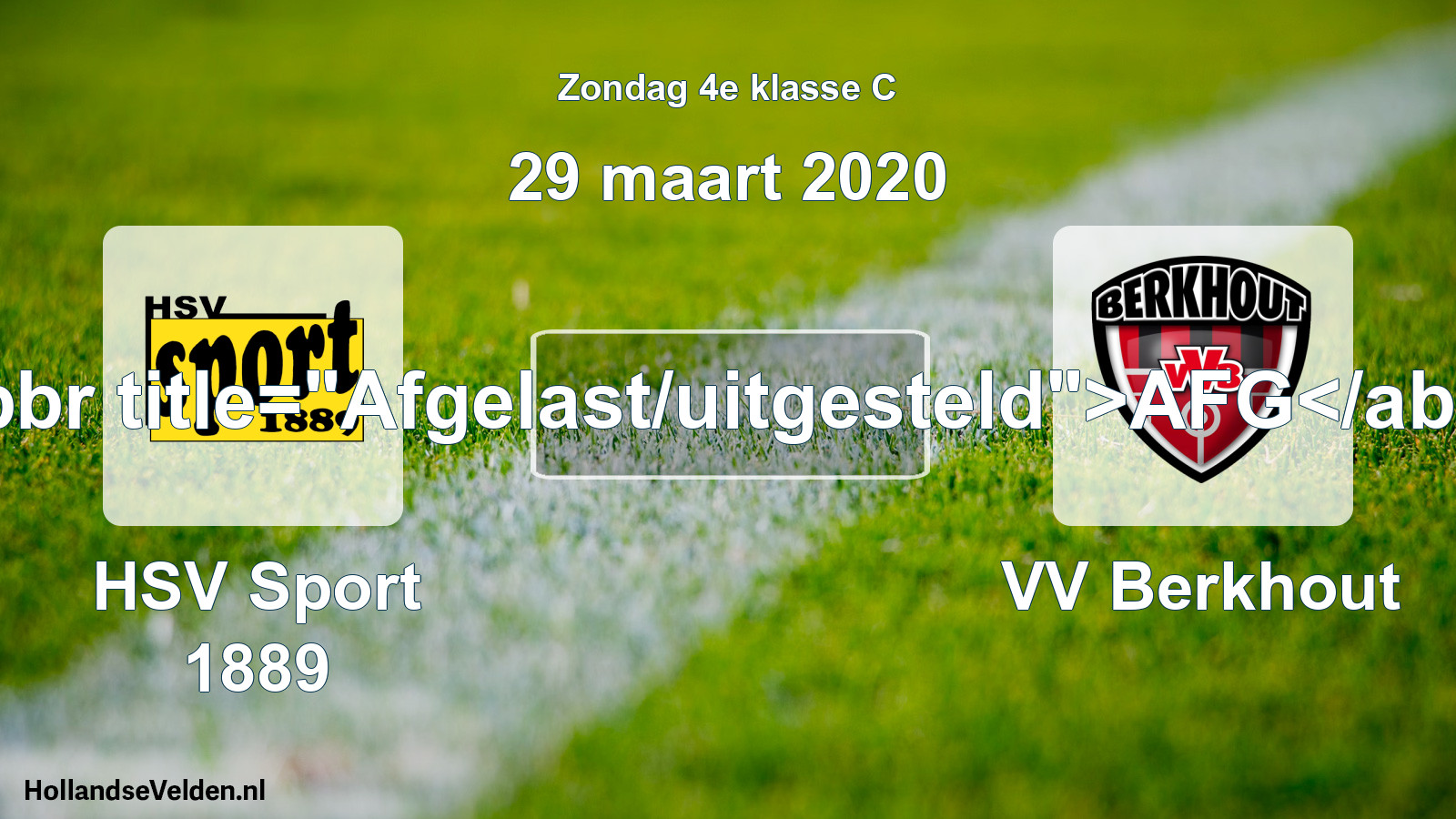 Scheduled Match: HSV Sport 1889 - VV Berkhout (29 March 2020)
