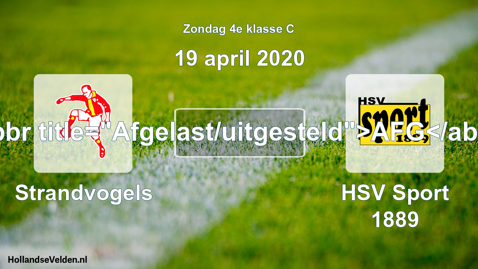 Scheduled Match: Strandvogels - HSV Sport 1889 (19 April 2020)