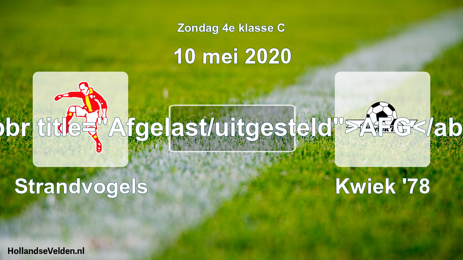 Scheduled Match: Strandvogels - Kwiek '78 (10 May 2020)