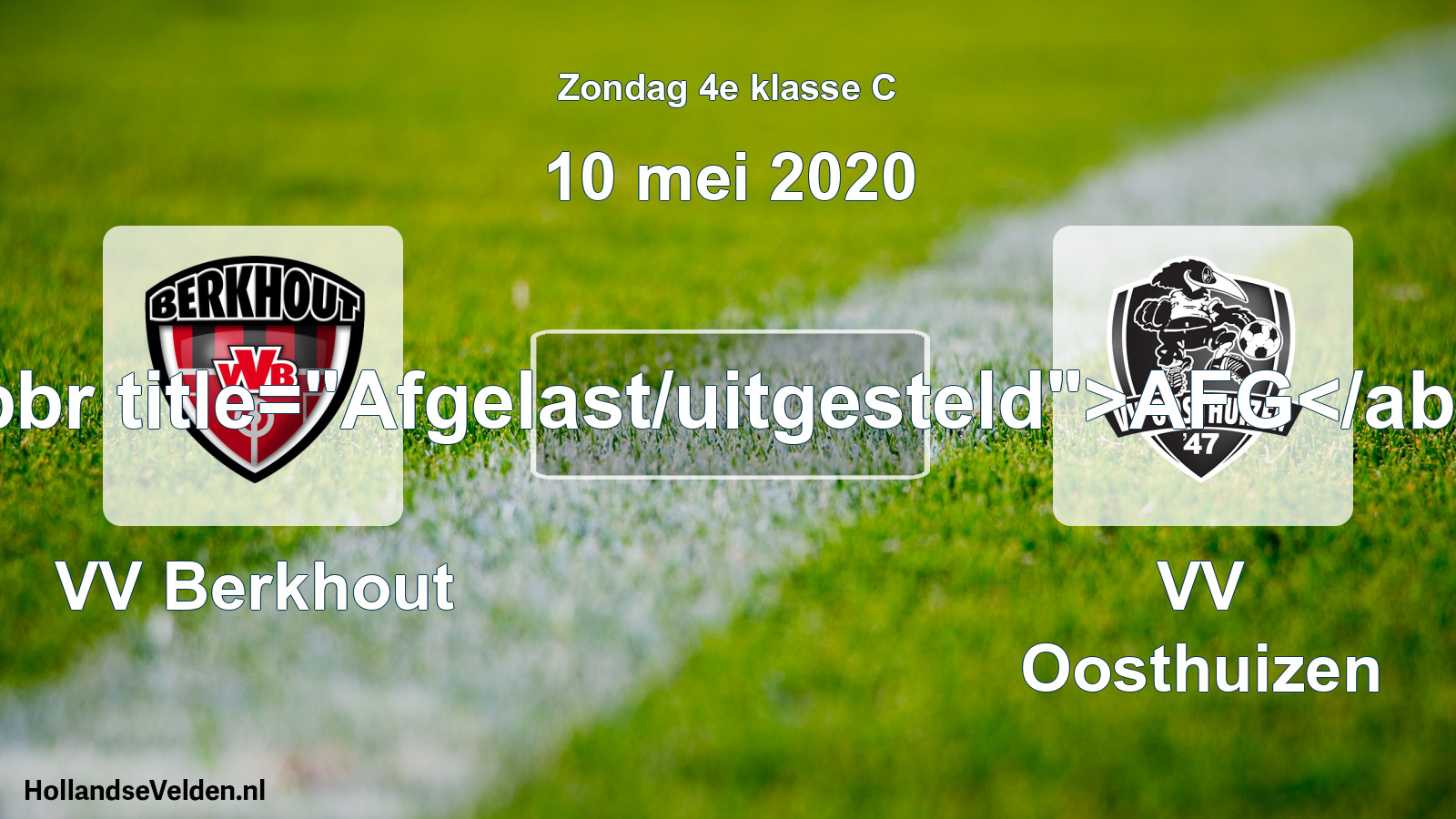 Scheduled Match: VV Berkhout - VV Oosthuizen (10 May 2020)