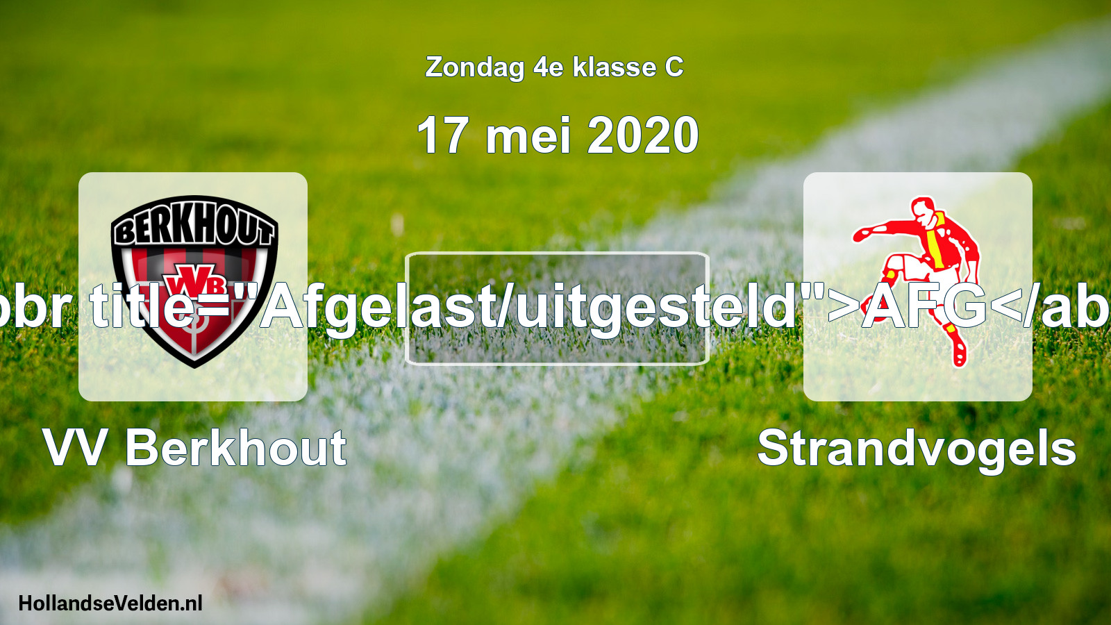 Scheduled Match: VV Berkhout - Strandvogels (17 May 2020)