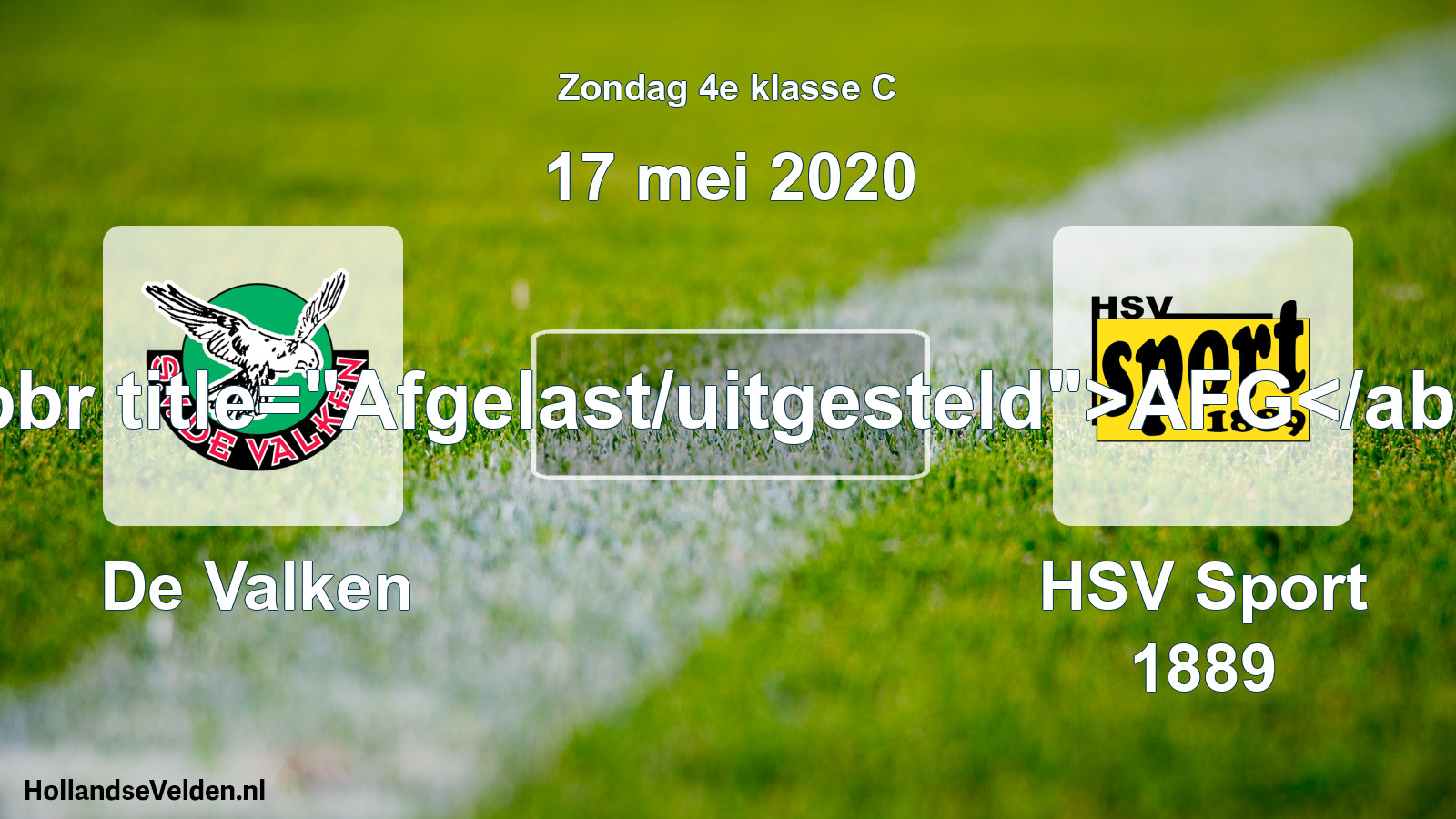 Scheduled Match: De Valken - HSV Sport 1889 (17 May 2020)