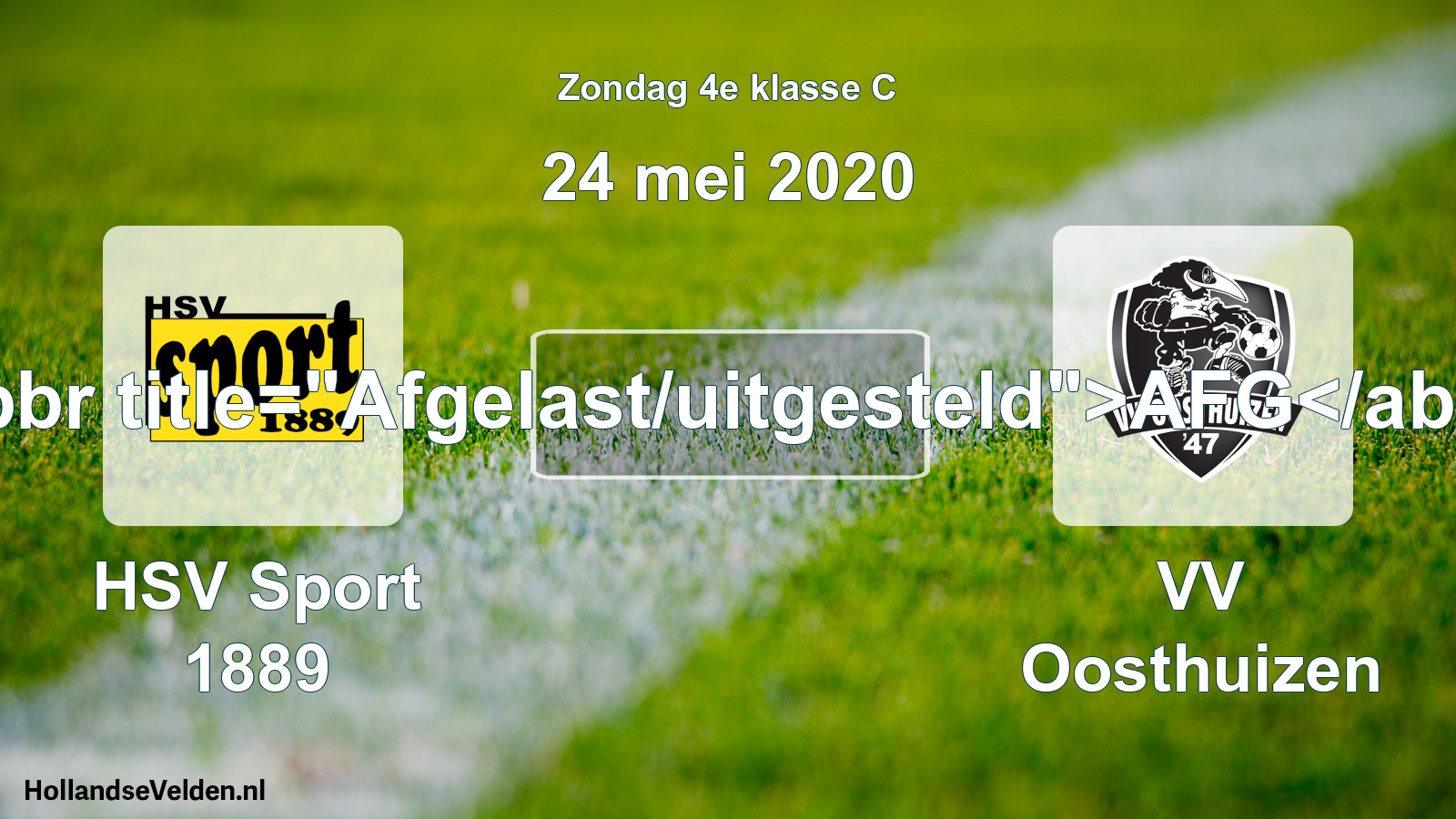 Scheduled Match: HSV Sport 1889 - VV Oosthuizen (24 May 2020)
