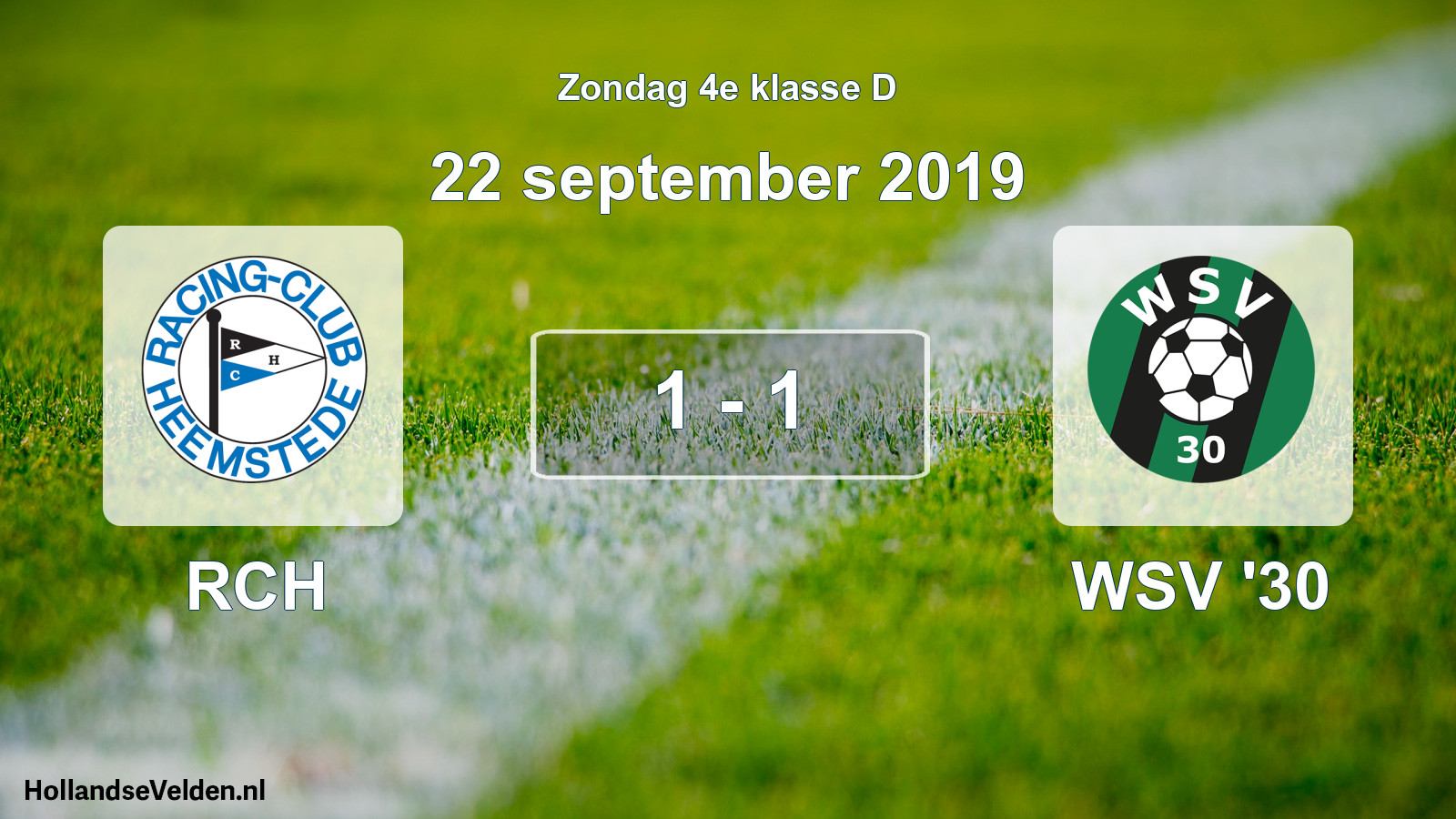 Total number of matches played: RCH - WSV '30 1 - 1 (22 September 2019)