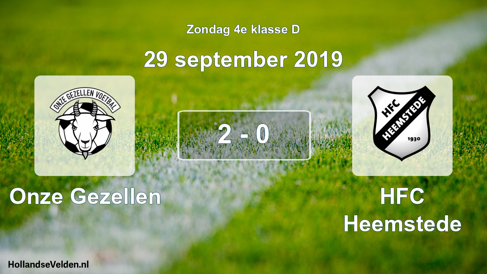 Total number of matches played: Onze Gezellen - HFC Heemstede 2 - 0 (29 September 2019)