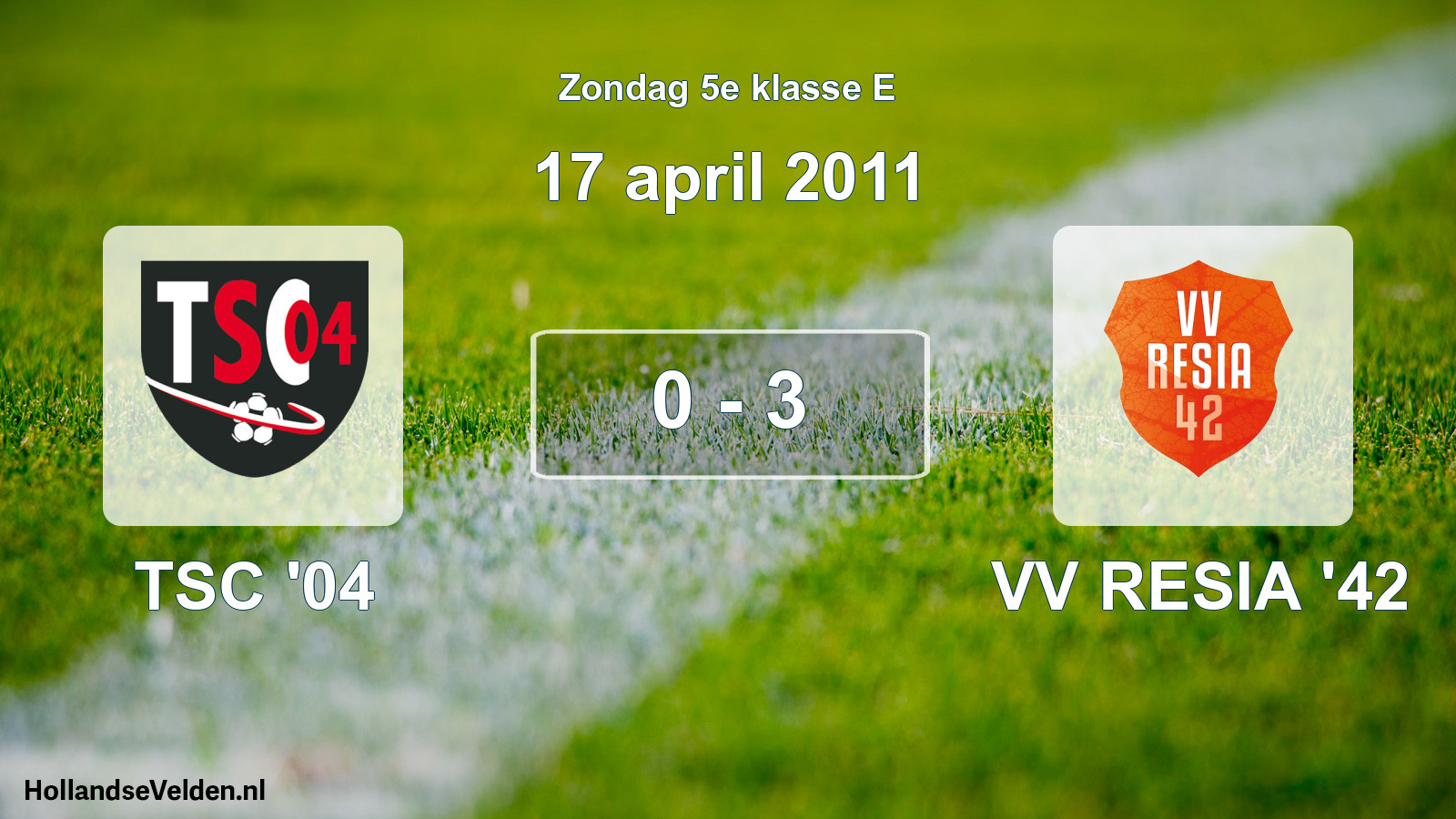 Total number of matches played: TSC '04 - VV RESIA '42 0 - 3 (17 April 2011)