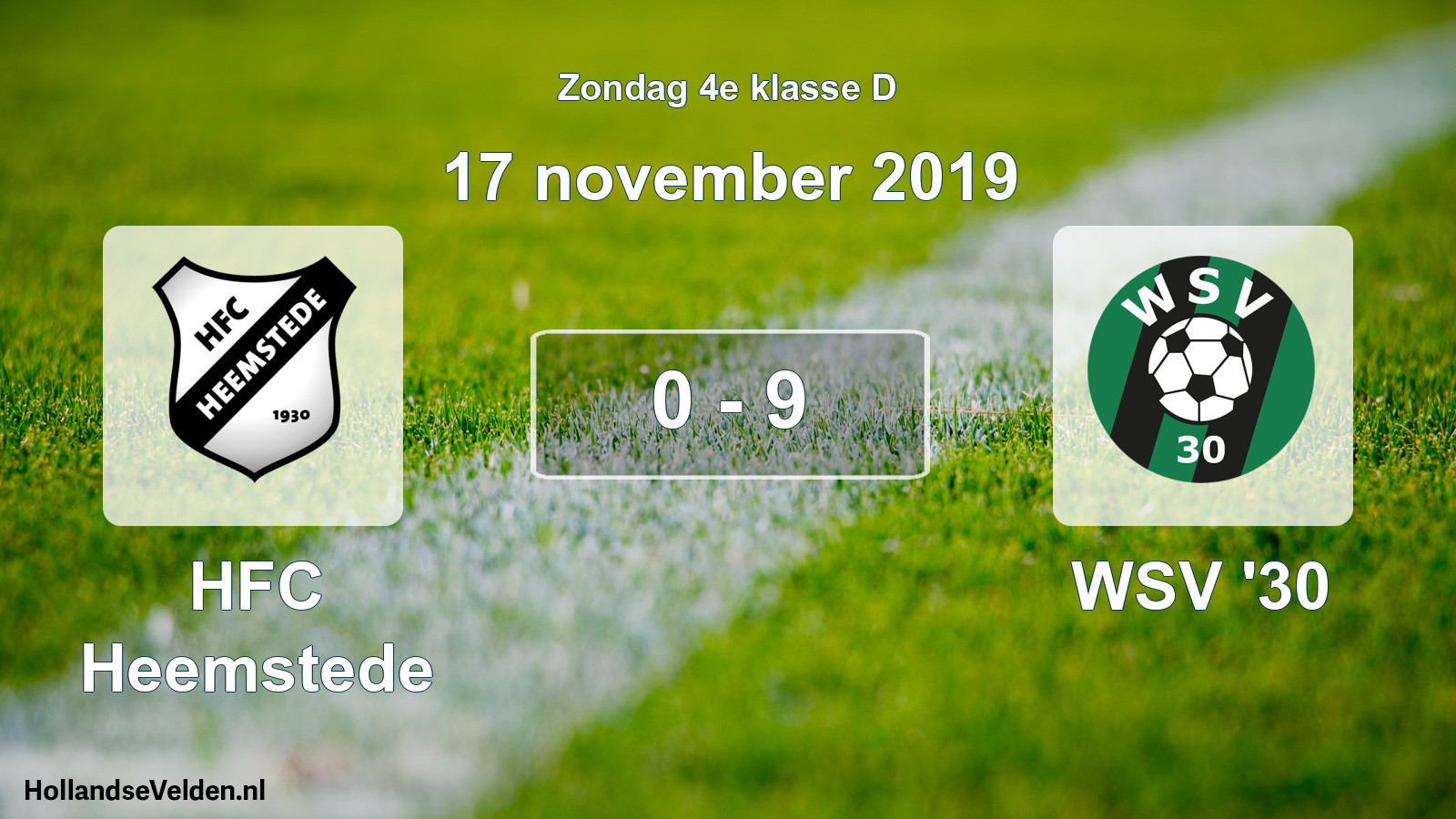 Total number of matches played: HFC Heemstede - WSV '30 0 - 9 (17 November 2019)
