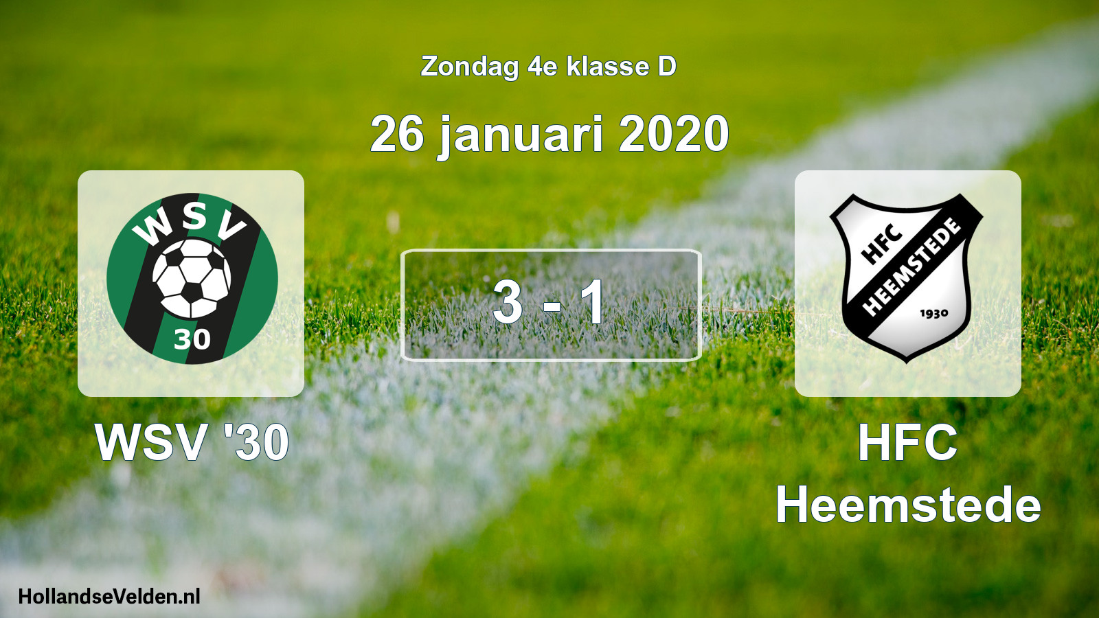 Total number of matches played: WSV '30 - HFC Heemstede 3 - 1 (26 January 2020)