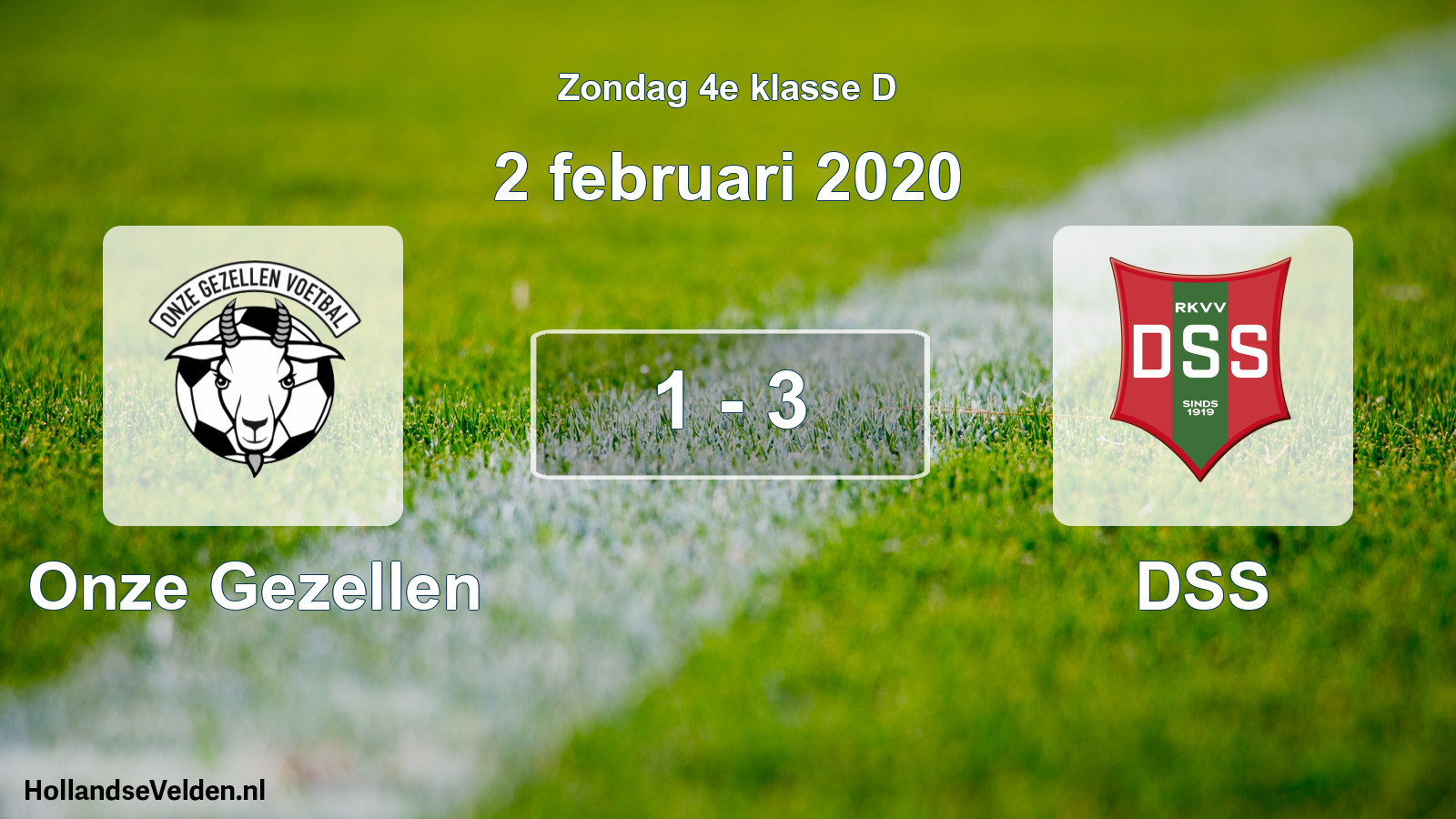 Total number of matches played: Onze Gezellen - DSS 1 - 3 (2 February 2020)